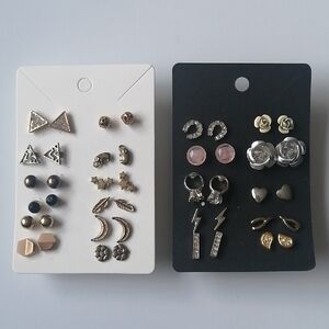 22pcs Mixed Metal Goldtone Silvertone Stud Earrings